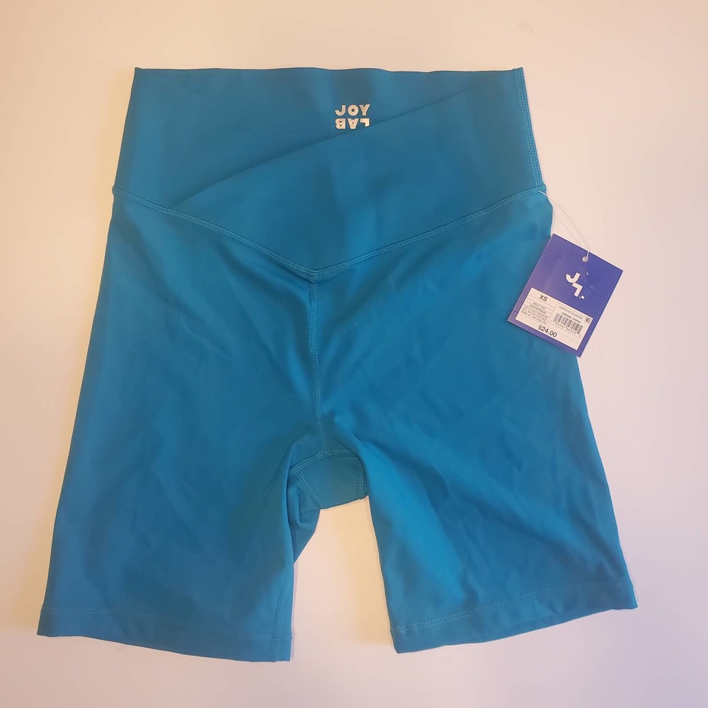 Women's Teal High-Rise Cross Front Bike Shorts - JoyLab, Size XS